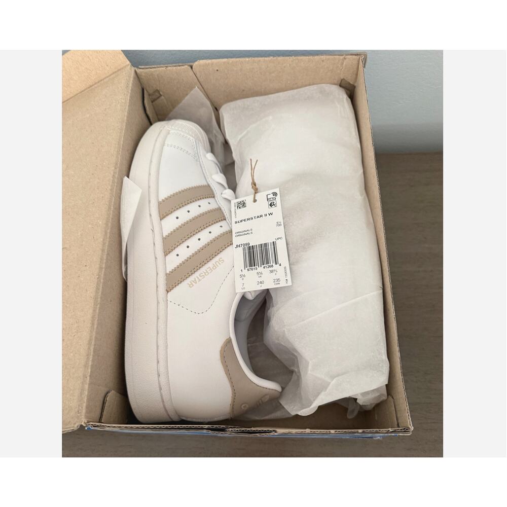 Classic Adidas Superstar II Shell Toe White & Wonder Beige Women’s 7 Brand New - Picture 7 of 13